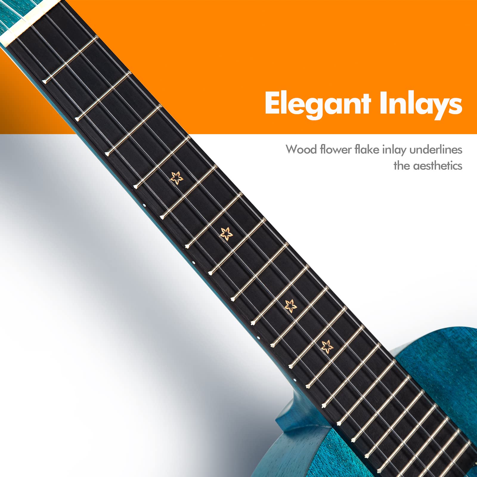 Enya Concert Ukulele EUC-25D 23 Inch Solid Mahogany Top - Beginner Kit with Case, Tuner, Strap, Strings, Capo, Sand Shaker, Pick, Polish Cloth - Professional Sound for Beginners & Adults (Blue Color) - Image 4