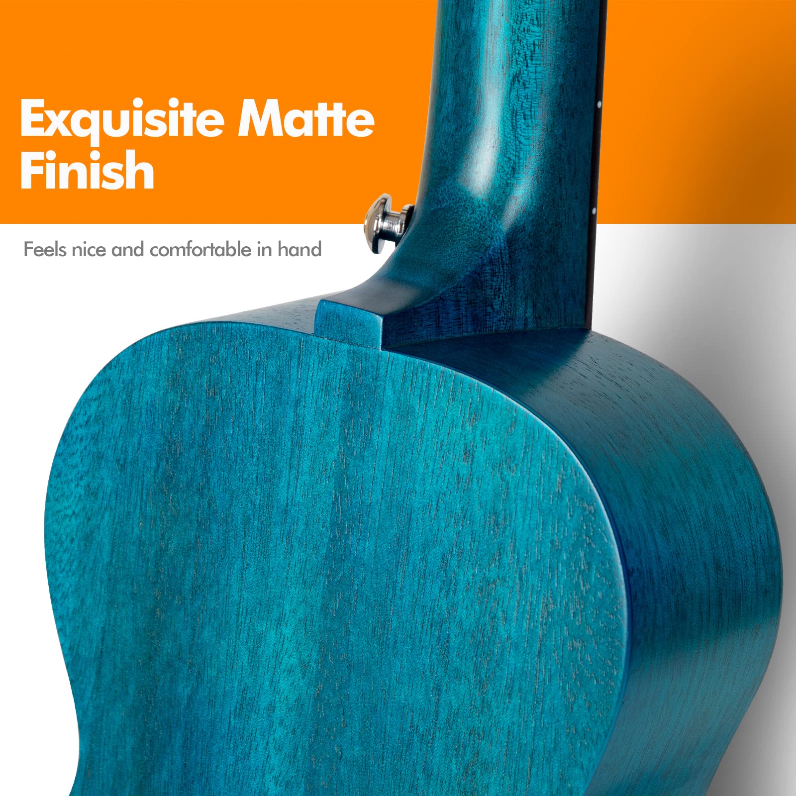 Enya Concert Ukulele EUC-25D 23 Inch Solid Mahogany Top - Beginner Kit with Case, Tuner, Strap, Strings, Capo, Sand Shaker, Pick, Polish Cloth - Professional Sound for Beginners & Adults (Blue Color) - Image 6