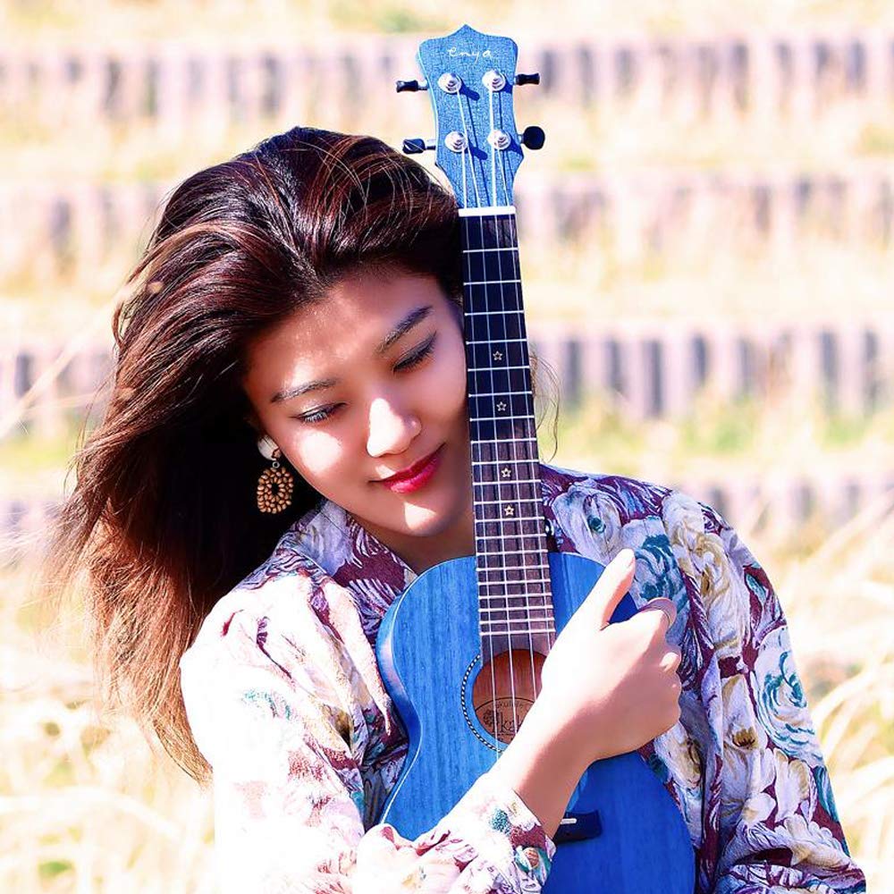 Enya Concert Ukulele EUC-25D 23 Inch Solid Mahogany Top - Beginner Kit with Case, Tuner, Strap, Strings, Capo, Sand Shaker, Pick, Polish Cloth - Professional Sound for Beginners & Adults (Blue Color) - Image 7