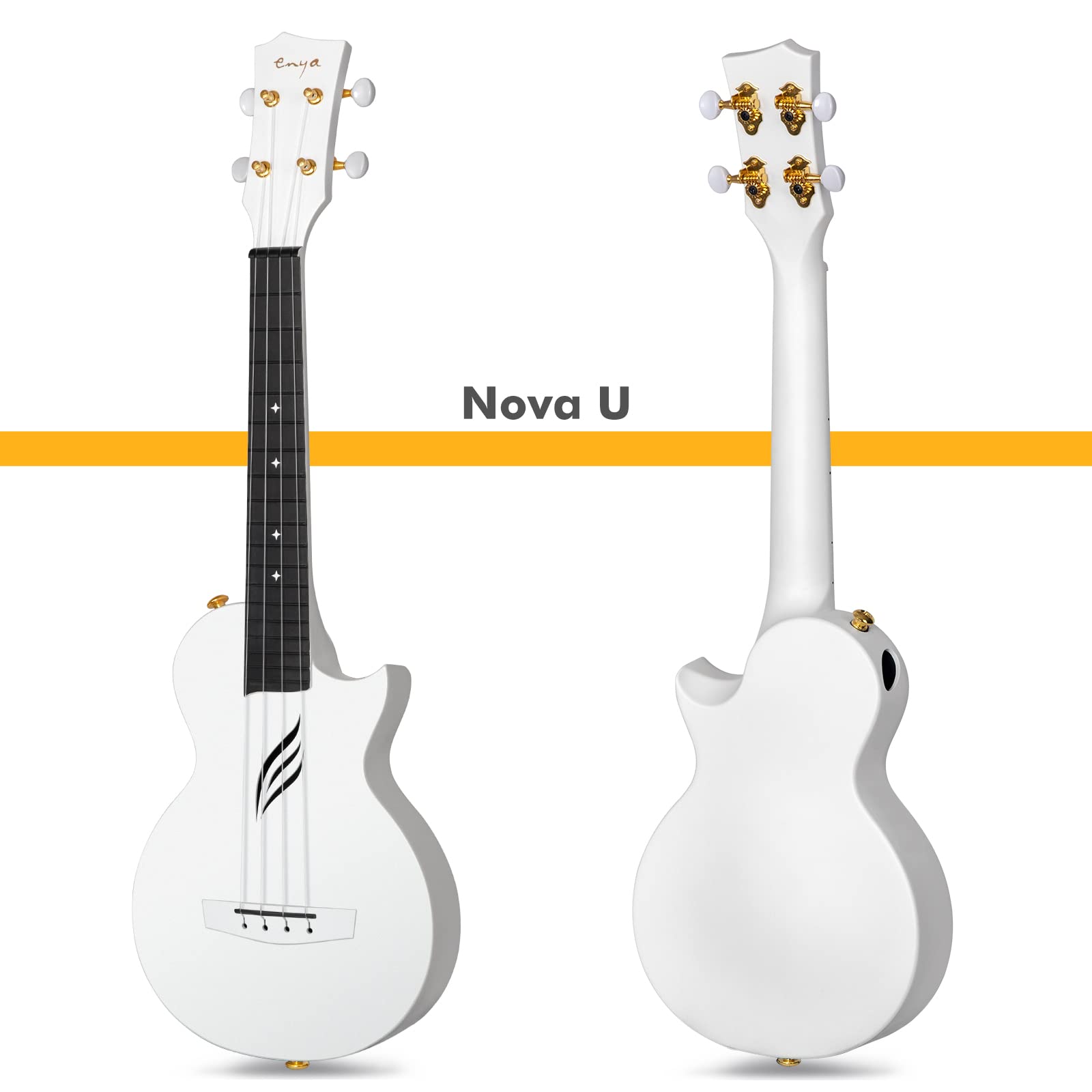 Enya Concert Ukulele Nova U 23’’ Carbon Fiber Travel Ukulele with Beginner Kit & enya Magnetic Strap & Enya Smart Automatic Guitar Tuner - Image 3