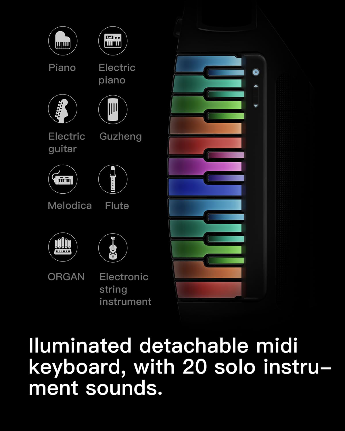 Enya CYBER-G Stringless Smart Guitar, Foldable Travel Backing Guitarra, Built-in Drum Machine & Bassline, 20 instrument Sounds for One-Man Band, App Interactive Chord Sheets For Adults & Teens(Black) - Image 3