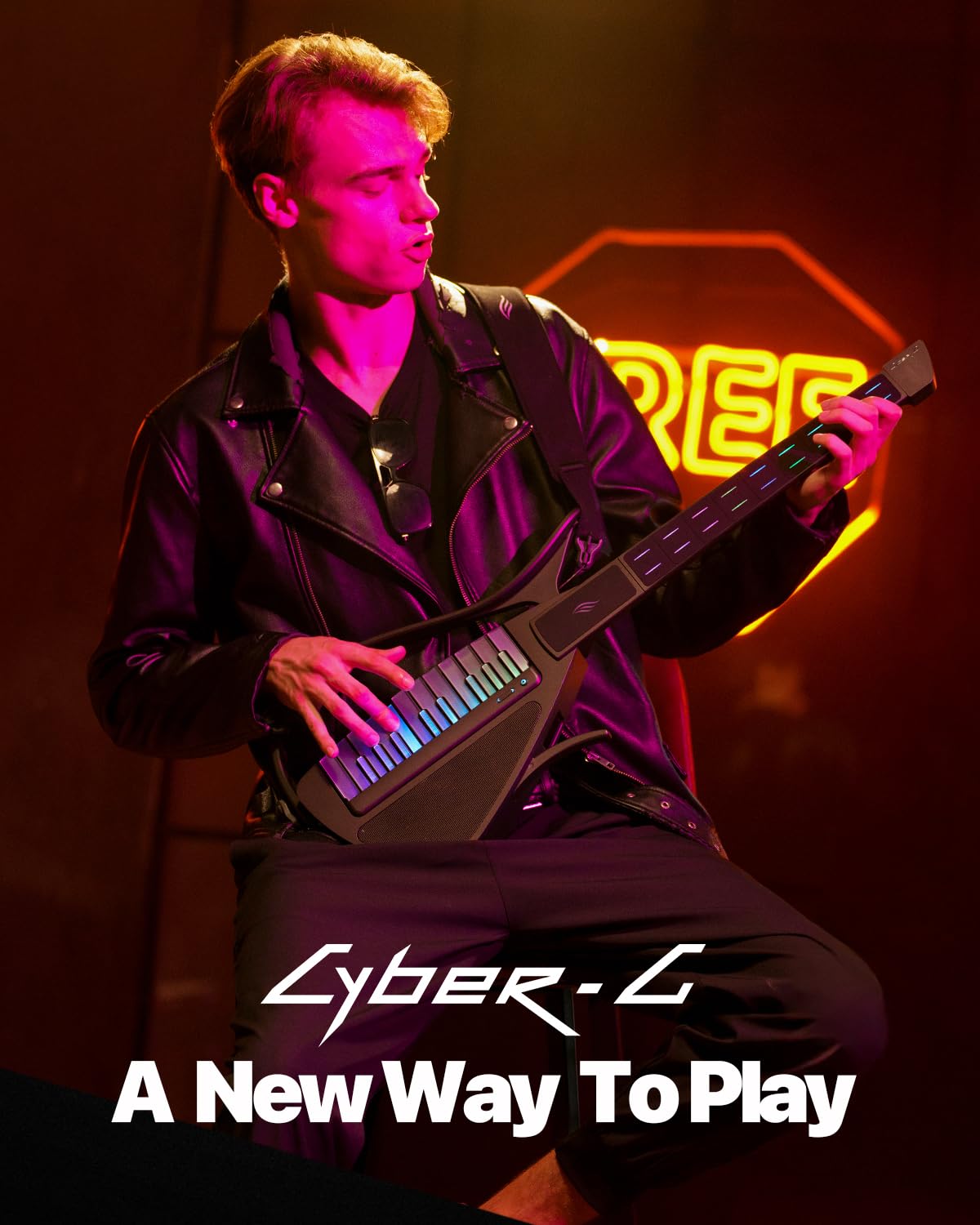 Enya CYBER-G Stringless Smart Guitar, Foldable Travel Backing Guitarra, Built-in Drum Machine & Bassline, 20 instrument Sounds for One-Man Band, App Interactive Chord Sheets For Adults & Teens(Black) - Image 8